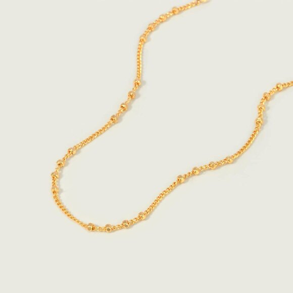 Gold Beaded Bracelets,18K Gold Plated Handmade Cute Satellite Diamond Cut Oval - Picture 6 of 7